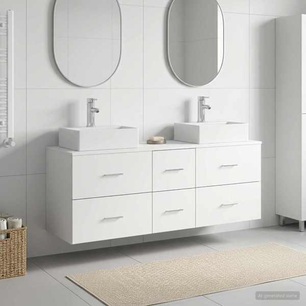 Vannitoa kapikomplekt 3 tk Valge 129 × 41 × 79.5 cm Tehispuit