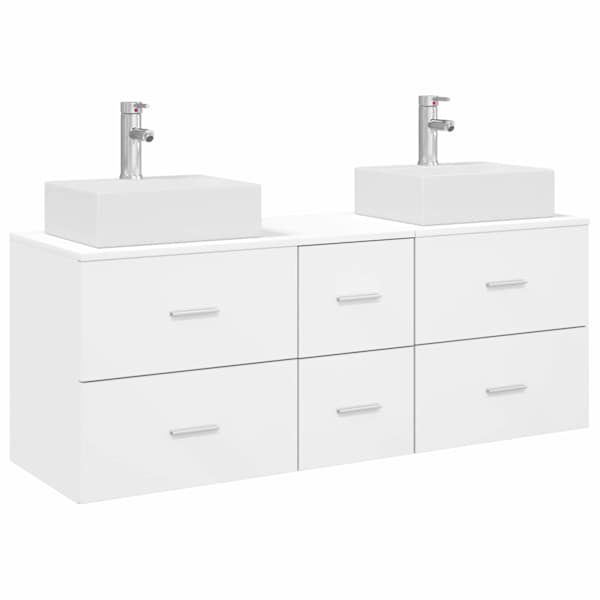 Vannitoa kapikomplekt 3 tk Valge 129 × 41 × 79.5 cm Tehispuit