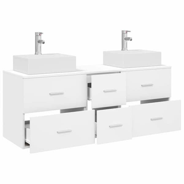 Vannitoa kapikomplekt 3 tk Valge 129 × 41 × 79.5 cm Tehispuit