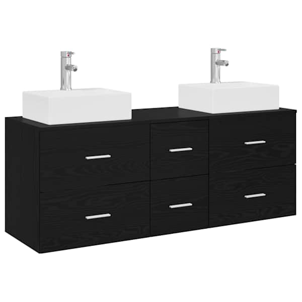 Vannitoa kapikomplekt 3 tk Must 129 × 41 × 79.5 cm Tehispuit