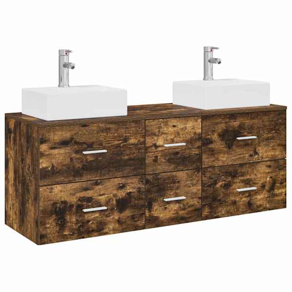 Vannitoa kapikomplekt 3 tk Suitsutatud tamm 129 × 41 × 79.5 cm