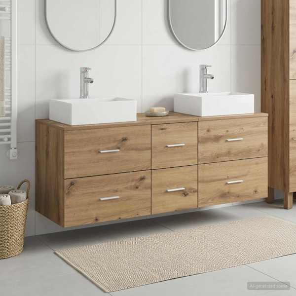 Vannitoa kapikomplekt 3 tk Artisan tamm 129 × 41 × 79.5 cm