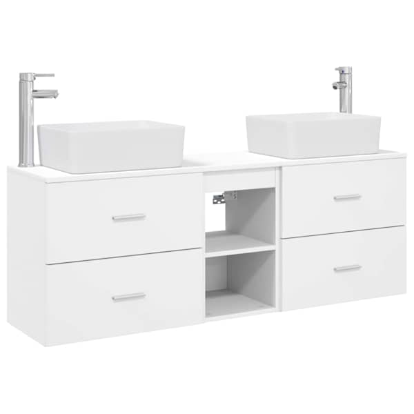 Vannitoa kapikomplekt 3 tk Valge 136 × 35 × 80 cm Tehispuit