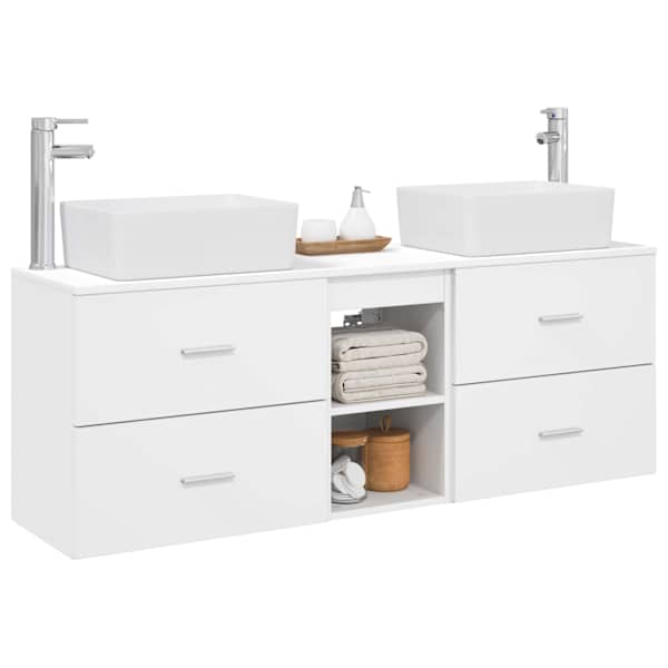 Vannitoa kapikomplekt 3 tk Valge 136 × 35 × 80 cm Tehispuit