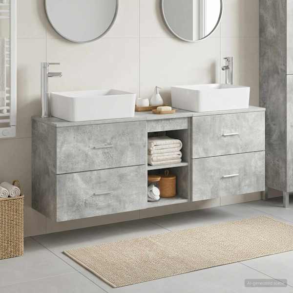 Vannitoa kapikomplekt 3 tk Betoonhall 136 × 35 × 80 cm
