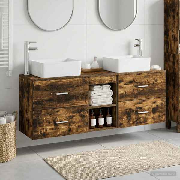 Vannitoa kapikomplekt 3 tk Suitsutatud tamm 53 × 34,5 × 63 cm