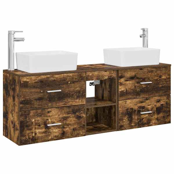 Vannitoa kapikomplekt 3 tk Suitsutatud tamm 53 × 34,5 × 63 cm