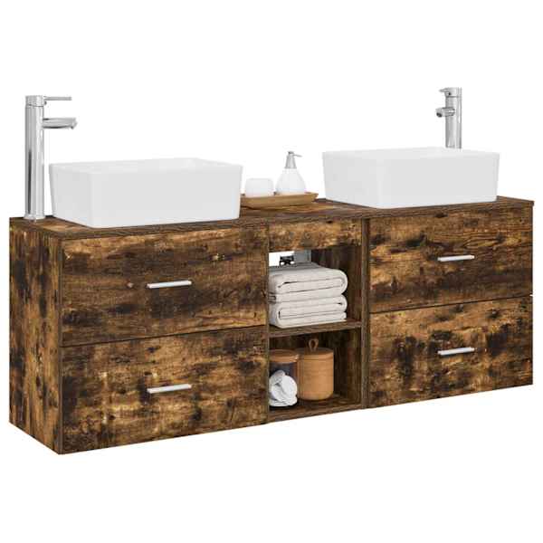 Vannitoa kapikomplekt 3 tk Suitsutatud tamm 53 × 34,5 × 63 cm