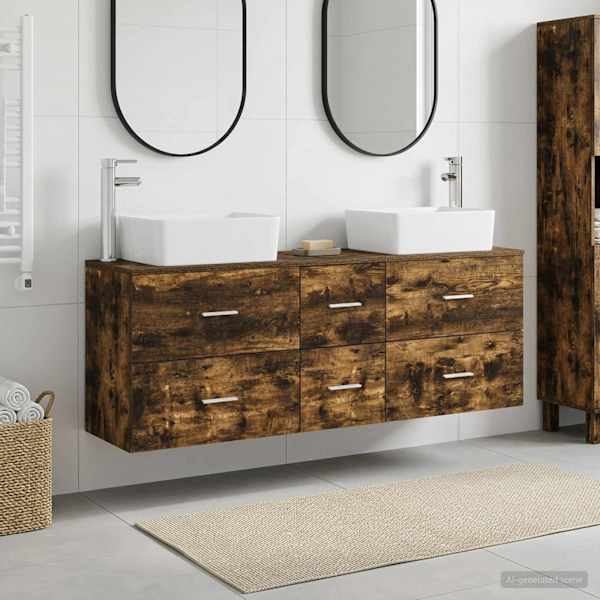 Vannitoa kapikomplekt 3 tk Suitsutatud tamm 136 × 35 × 80 cm