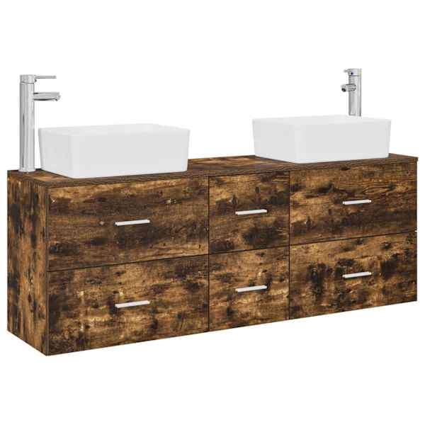 Vannitoa kapikomplekt 3 tk Suitsutatud tamm 136 × 35 × 80 cm