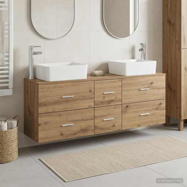 Vannitoa kapikomplekt 3 tk Artisan tamm 53 × 34,5 × 63 cm
