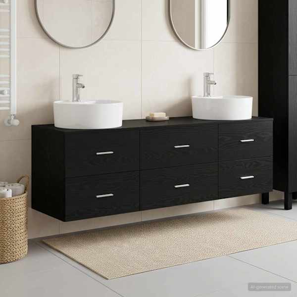 Vannitoa kapikomplekt 3 tk Must 161.5 × 44.5 × 82 cm Tehispuit