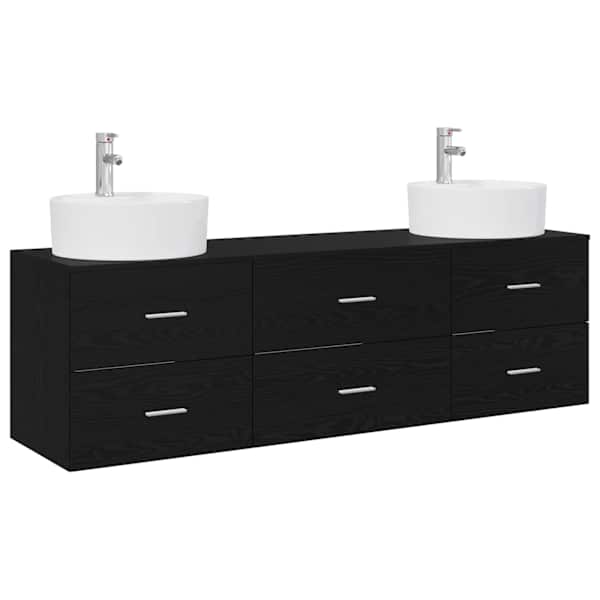 Vannitoa kapikomplekt 3 tk Must 161.5 × 44.5 × 82 cm Tehispuit
