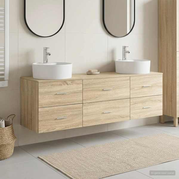 Vannitoa kapikomplekt 3 tk Sonoma tamm 161.5 × 44.5 × 82 cm