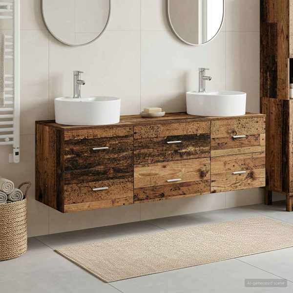 Vannitoa kapikomplekt 3 tk Vana puit 161.5 × 44.5 × 82 cm