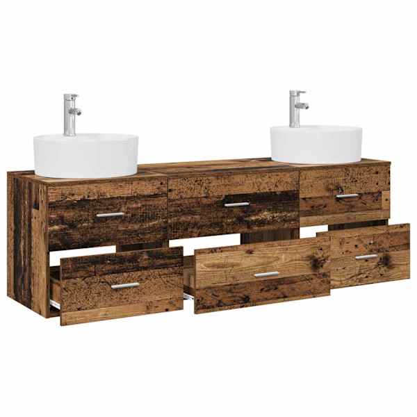 Vannitoa kapikomplekt 3 tk Vana puit 161.5 × 44.5 × 82 cm