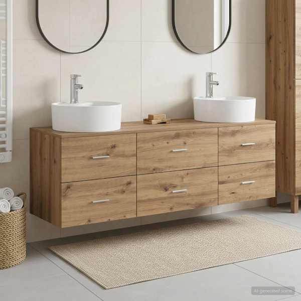 Vannitoa kapikomplekt 3 tk Artisan tamm 161.5 × 44.5 × 82 cm