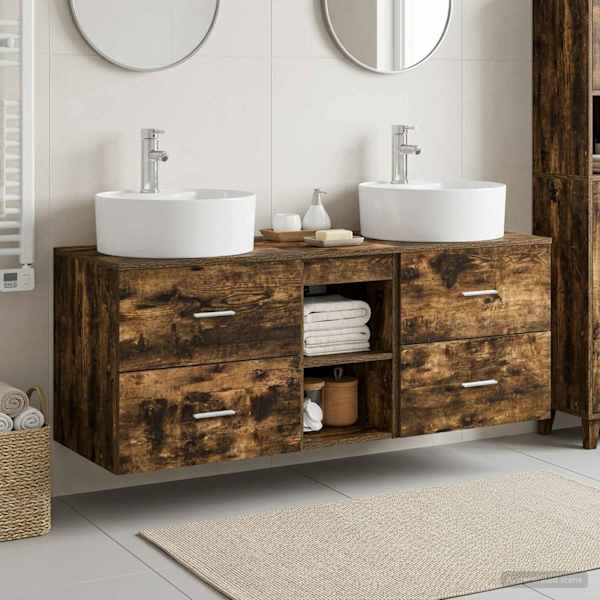 Vannitoa kapikomplekt 3 tk Suitsutatud tamm 49,5 × 44,5 × 65 cm