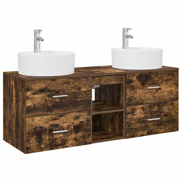 Vannitoa kapikomplekt 3 tk Suitsutatud tamm 49,5 × 44,5 × 65 cm