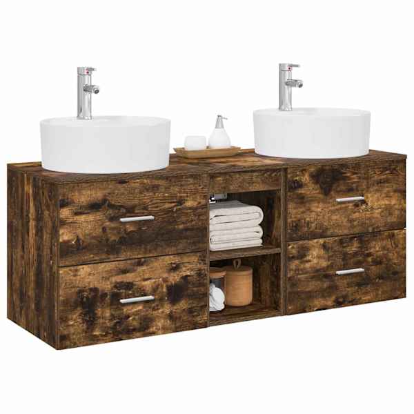 Vannitoa kapikomplekt 3 tk Suitsutatud tamm 49,5 × 44,5 × 65 cm