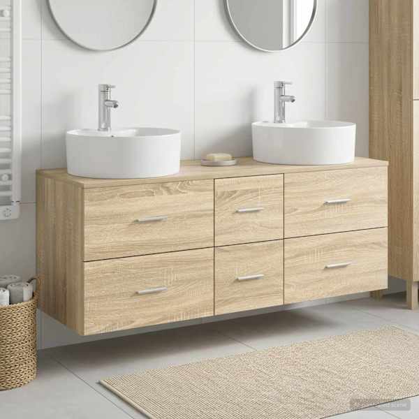 Vannitoa mööbleset 3 tk Sonoma tamm 129 × 44,5 × 80 cm