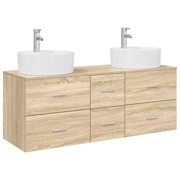 Vannitoa mööbleset 3 tk Sonoma tamm 129 × 44,5 × 80 cm