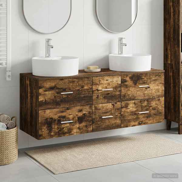 Vannitoa mööbleset 3 tk Suitsutatud tamm 129 × 44,5 × 80 cm