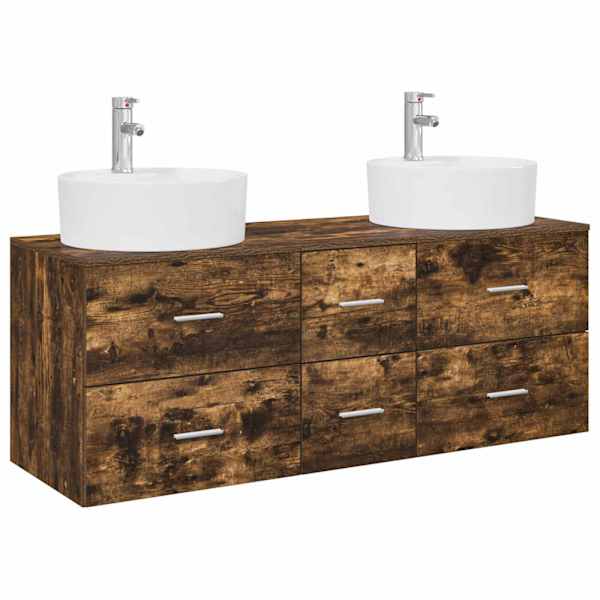 Vannitoa mööbleset 3 tk Suitsutatud tamm 129 × 44,5 × 80 cm