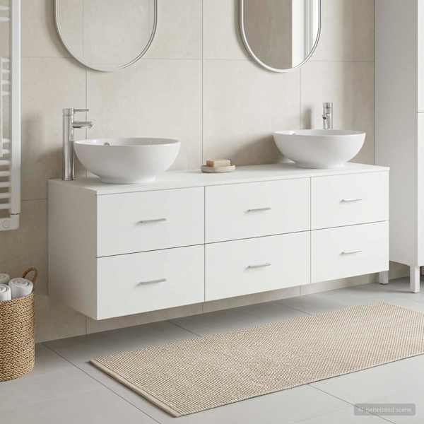 Vannitoa mööbleset 3 tk Valge 161 × 44,5 × 80 cm Tehispuit