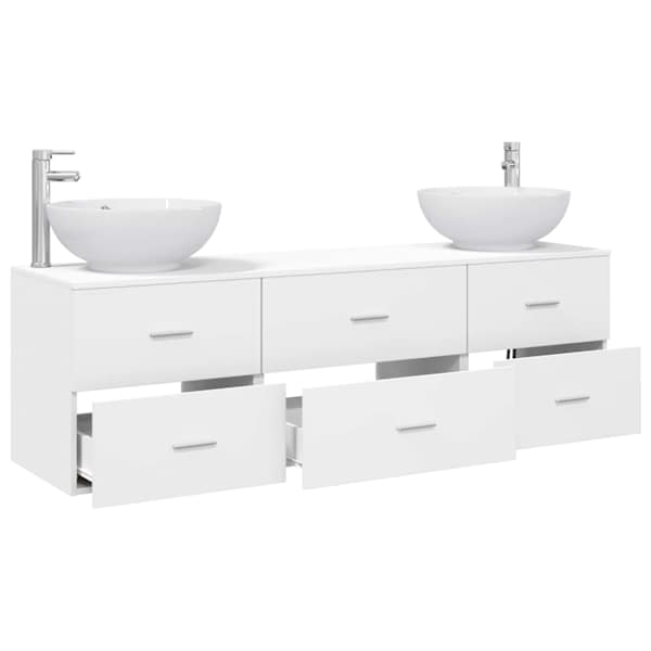 Vannitoa mööbleset 3 tk Valge 161 × 44,5 × 80 cm Tehispuit