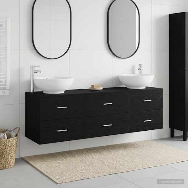 Vannitoa mööbleset 3 tk Must 161 × 44,5 × 80 cm Tehispuit