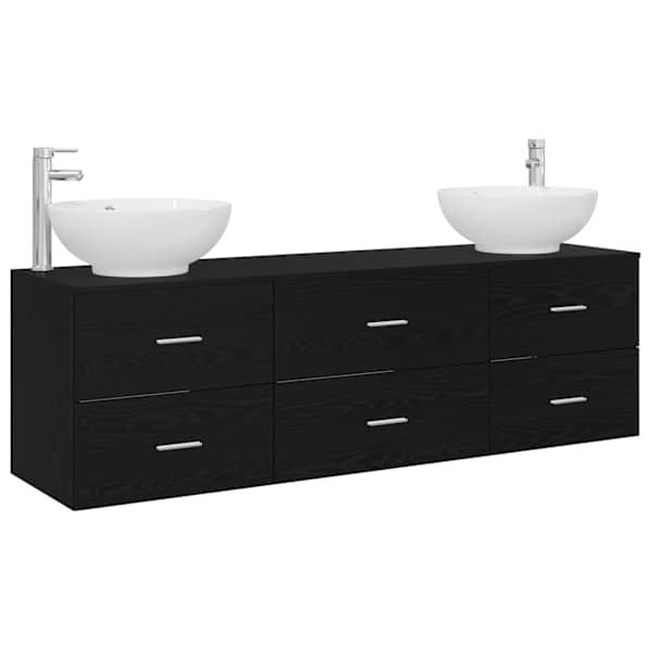 Vannitoa mööbleset 3 tk Must 161 × 44,5 × 80 cm Tehispuit