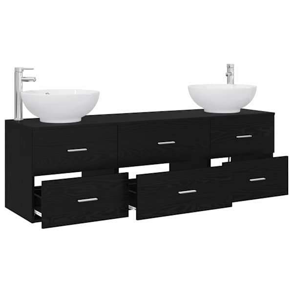 Vannitoa mööbleset 3 tk Must 161 × 44,5 × 80 cm Tehispuit