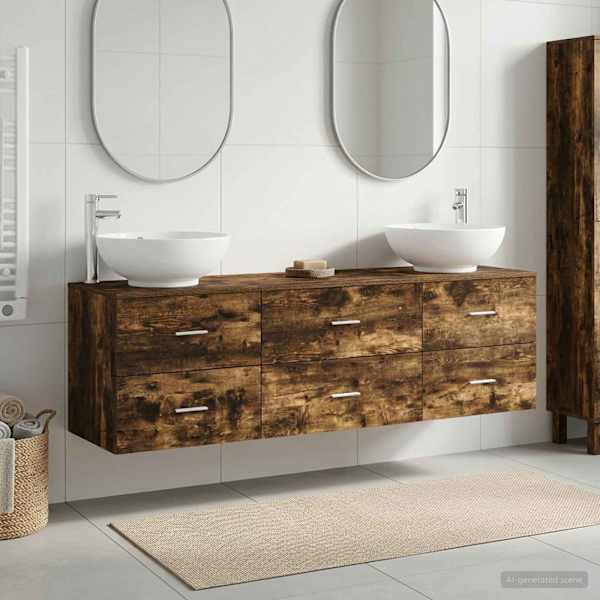 Vannitoa mööbleset 3 tk Suitsutatud tamm 49,5 × 44,5 × 65 cm