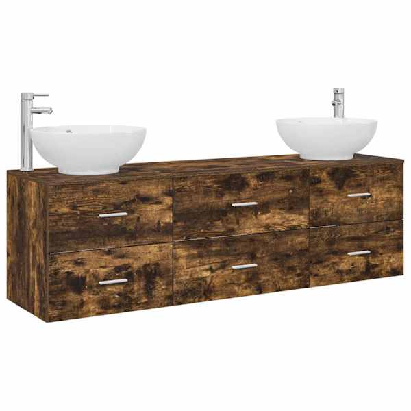 Vannitoa mööbleset 3 tk Suitsutatud tamm 49,5 × 44,5 × 65 cm