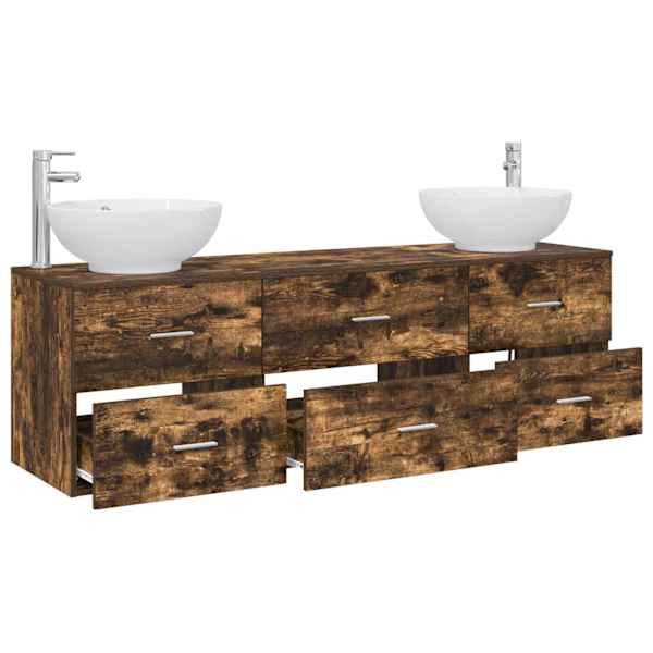 Vannitoa mööbleset 3 tk Suitsutatud tamm 49,5 × 44,5 × 65 cm