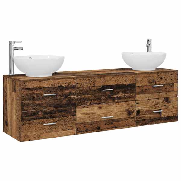 Vannitoa mööbleset 3 tk Vana puit 49,5 × 44,5 × 65 cm Tehispuit