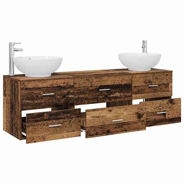 Vannitoa mööbleset 3 tk Vana puit 49,5 × 44,5 × 65 cm Tehispuit