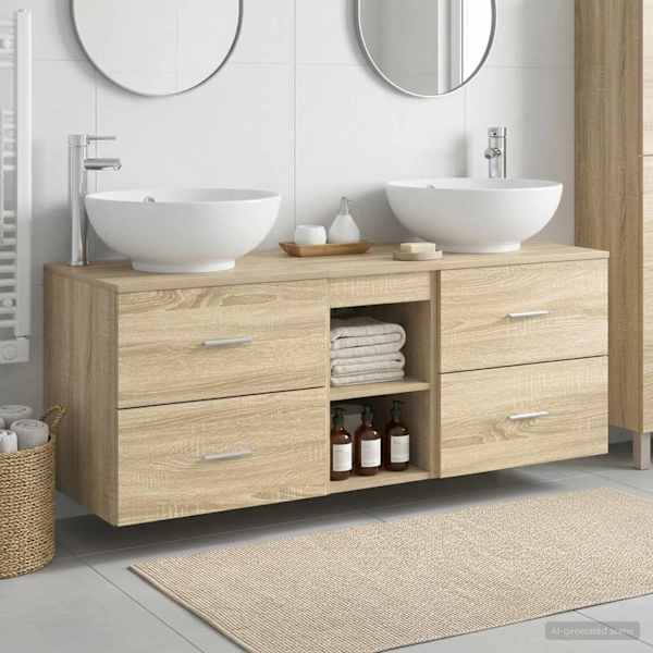 Vannitoa mööbleset 3 tk Sonoma tamm 129 × 44,5 × 80 cm