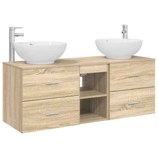 Vannitoa mööbleset 3 tk Sonoma tamm 129 × 44,5 × 80 cm
