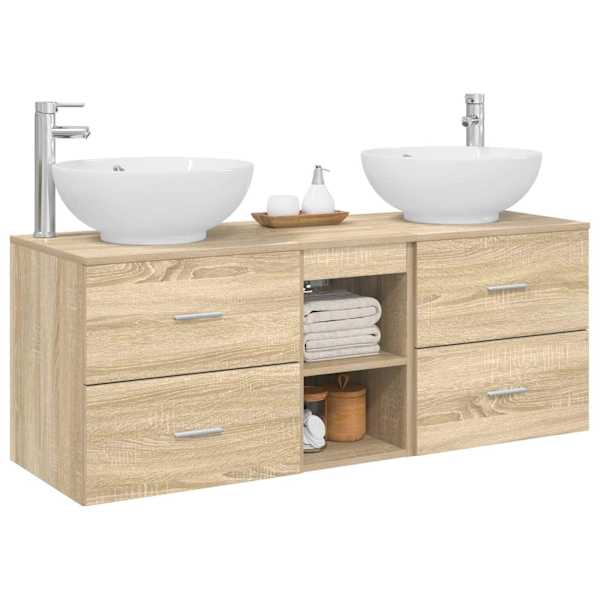 Vannitoa mööbleset 3 tk Sonoma tamm 129 × 44,5 × 80 cm