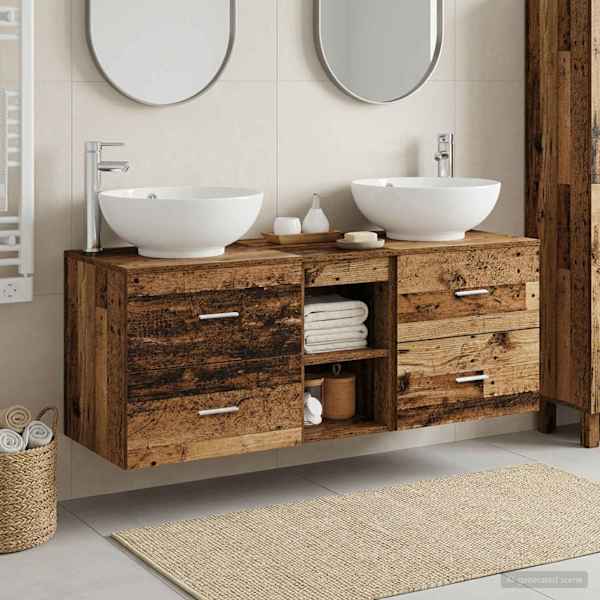 Vannitoa mööbleset 3 tk Vana puit 129 × 44,5 × 80 cm Tehispuit