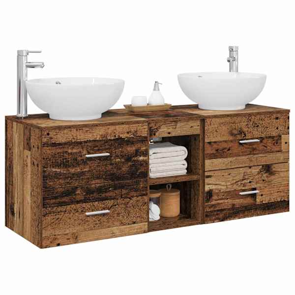 Vannitoa mööbleset 3 tk Vana puit 129 × 44,5 × 80 cm Tehispuit