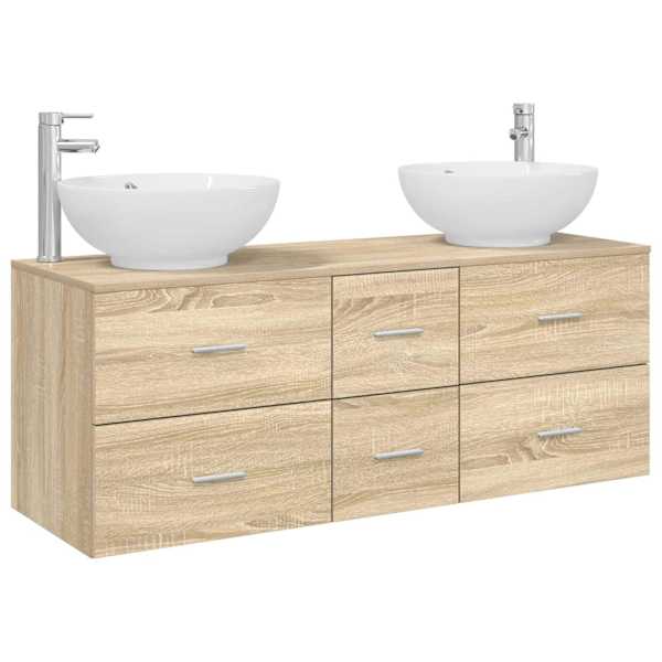 Vannitoa mööbleset 3 tk Sonoma tamm 129 × 44,5 × 80 cm