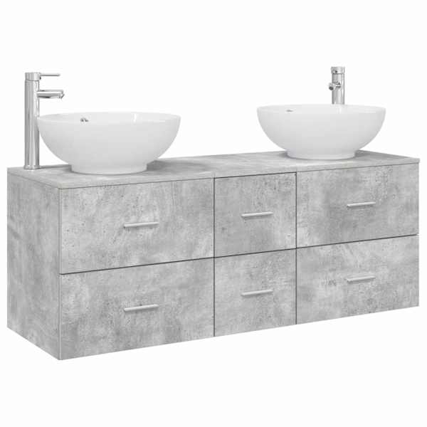 Vannitoa mööbleset 3 tk Betoonhall 129 × 44,5 × 80 cm Tehispuit
