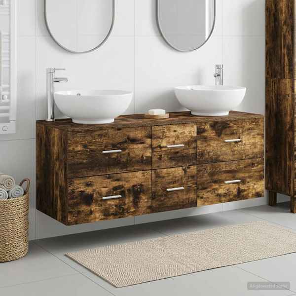 Vannitoa mööbleset 3 tk Suitsutatud tamm 129 × 44,5 × 80 cm