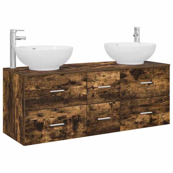Vannitoa mööbleset 3 tk Suitsutatud tamm 129 × 44,5 × 80 cm