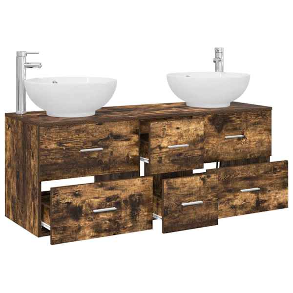 Vannitoa mööbleset 3 tk Suitsutatud tamm 129 × 44,5 × 80 cm