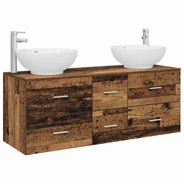 Vannitoa mööbleset 3 tk Vana puit 49,5 × 44,5 × 65 cm Tehispuit
