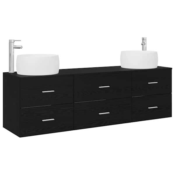 Vannitoa mööbleset 3 tk Must 49,5 × 44,5 × 66 cm Tehispuit